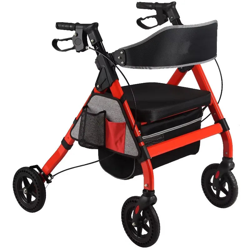Height Adjustable Elder Walk Assistant Shopping Using Folding Walker Rollator with Seat