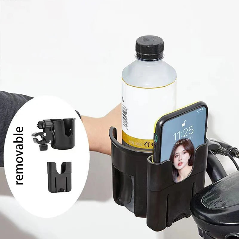 1 Piece Universal Bottle Holder 2-in-1 Stroller Water Cup Holder With Phone Holder For Kids Wheelchair Toddler DIY Accessories