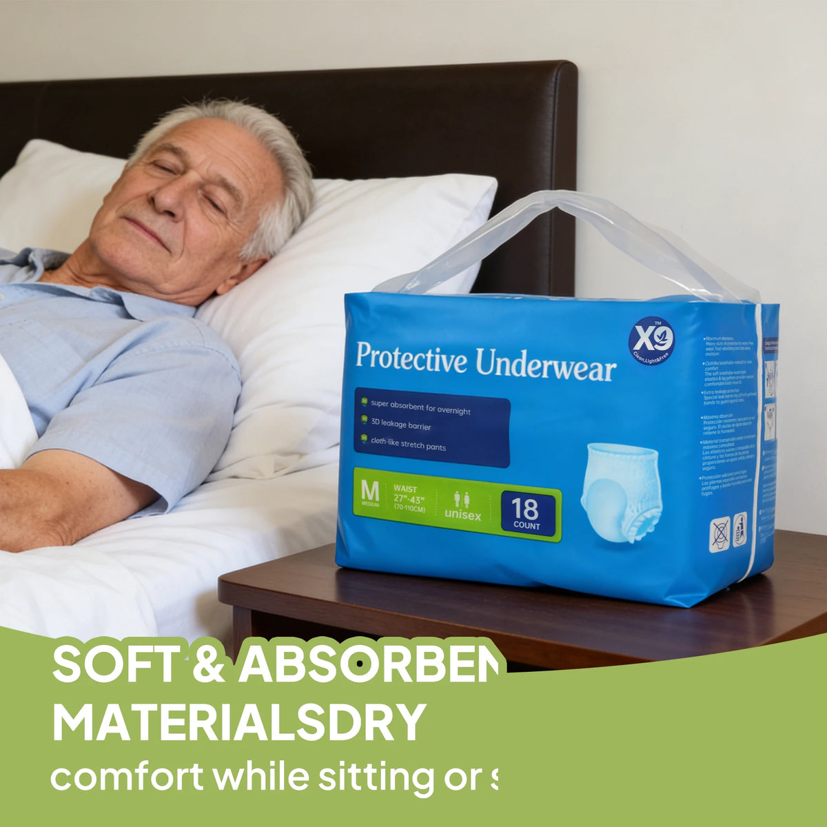 X9  18pcs Adult Pull Up Diaper Pants for Incontinence, High Absorbency Leakproof Disposable Incontinence Underwear, Stretch Waist Breathable Adult Diapers for Elderly, Postpartum Women & Overnight Use