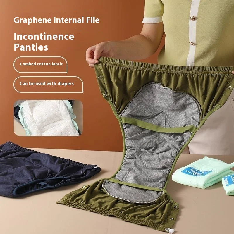 Leak-proof Cotton Adult Diaper Breif Washable Diaper Pants Bedrest Elderly Diaper Waterproof Urine Leakage Prevention Care Cloth