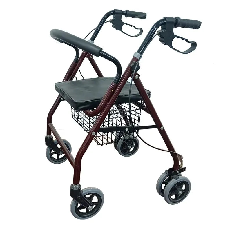 New Design Space Saver Medical Folding Elderly Walking Walker Rollator with Seat