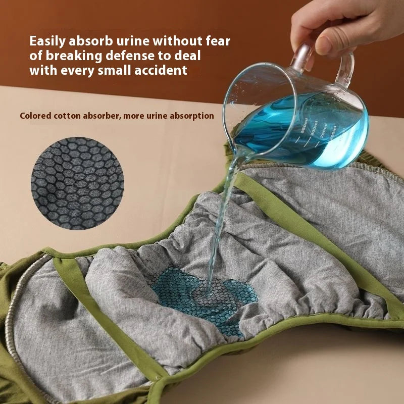 Leak-proof Cotton Adult Diaper Breif Washable Diaper Pants Bedrest Elderly Diaper Waterproof Urine Leakage Prevention Care Cloth