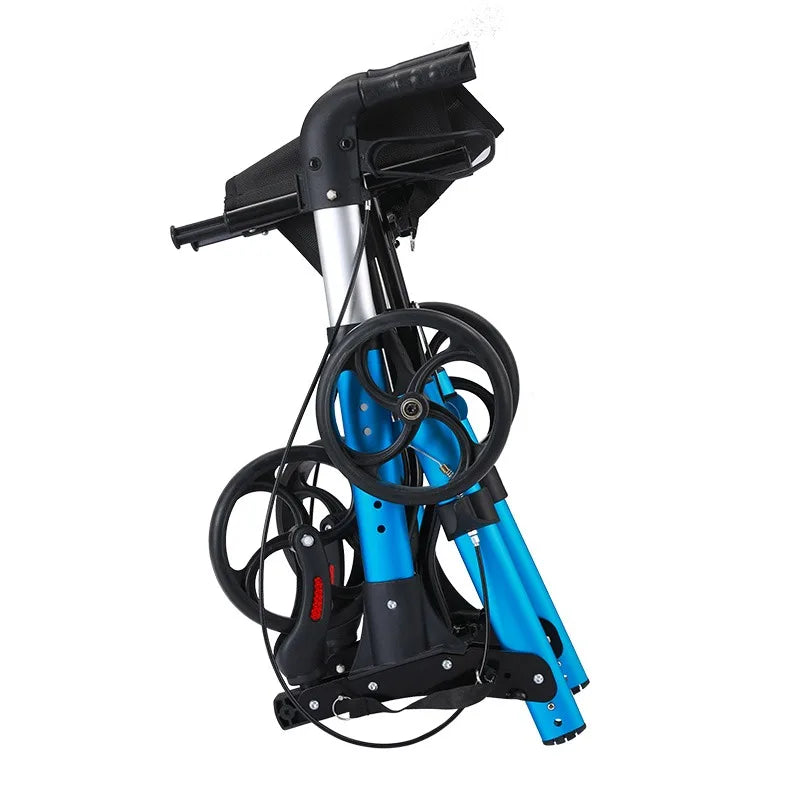 Folding Walker Portable Elderly Walking Aid Adjustable Lightweight Aluminum Rollator Comfortable Walker