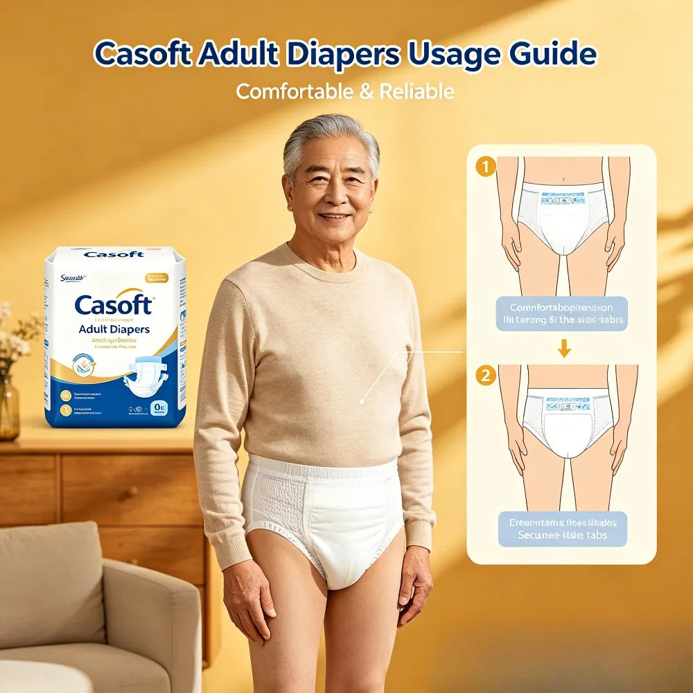 Casoft Adult Diaper Elderly Nappy Incontinence Soft Absorbent Disposable Breathable Leakproof Thickened Nursing Pad Daily