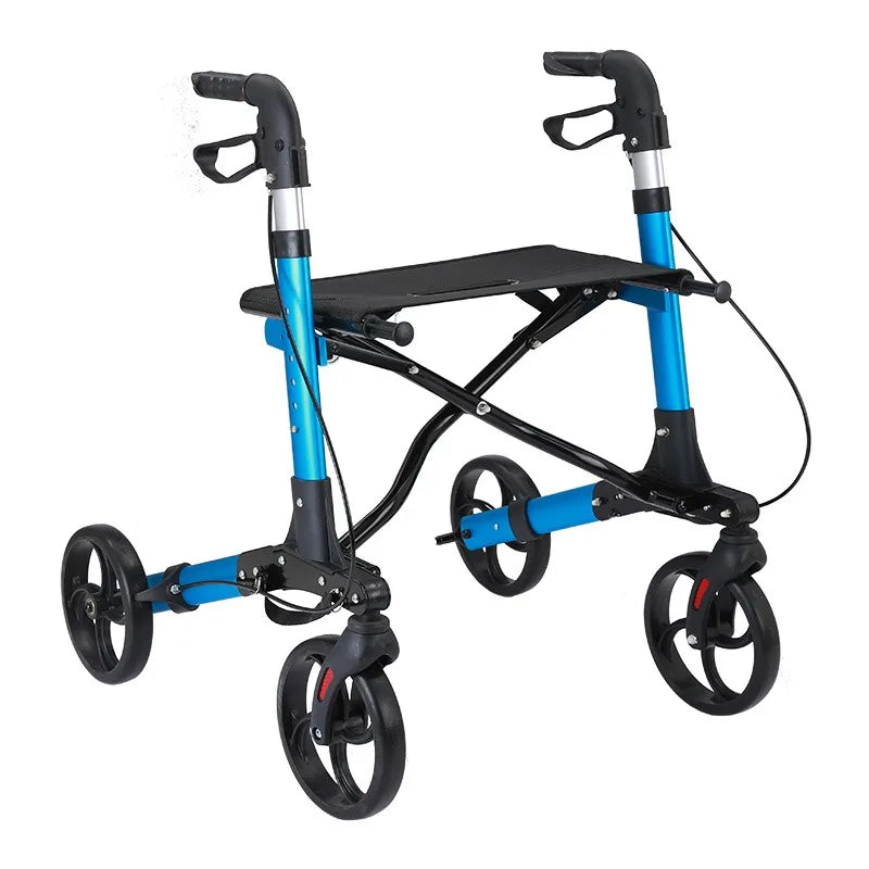 Folding Walker Portable Elderly Walking Aid Adjustable Lightweight Aluminum Rollator Comfortable Walker