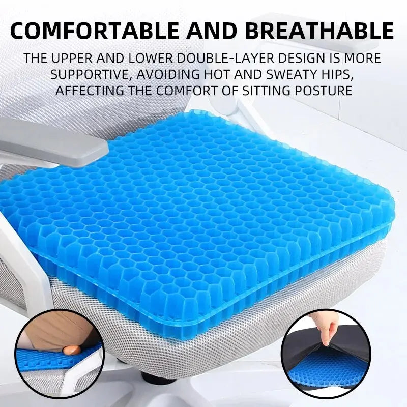 Extra Thick Gel Seat Cushion Breathable Honeycomb Design For Pressure Relief Back Tailbone Pain Home&Office Wheelchair Cars