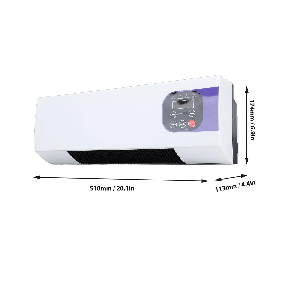 Wall Mounted Heating Machine Safety Electric Wall Mounted Heater Space Saving Nature Warm Wind with Remote Control for Bedroom