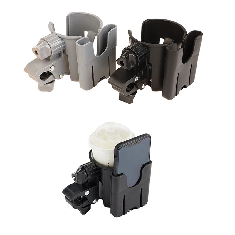 1 Piece Universal Bottle Holder 2-in-1 Stroller Water Cup Holder With Phone Holder For Kids Wheelchair Toddler DIY Accessories