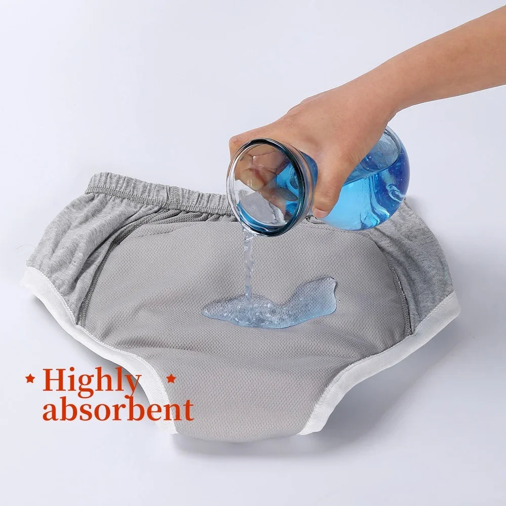 4 Color Adult pull-up Diapers Pants Washable Incontinence Cloth Diaper Elderly Leakproof Comfortable Pure Cotton Cloth Diaper