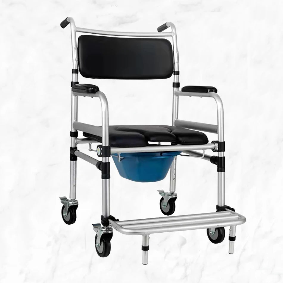 Factory Mobile Toilet Seat Multifunction Foldable Shower Commode Chair with Wheels for Adults Elderly Wheelchair