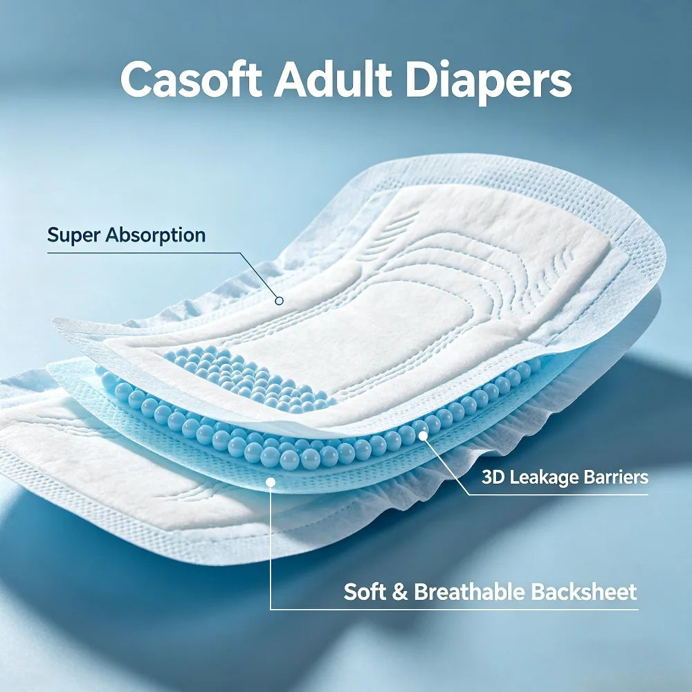 Casoft Adult Diaper Elderly Nappy Incontinence Soft Absorbent Disposable Breathable Leakproof Thickened Nursing Pad Daily