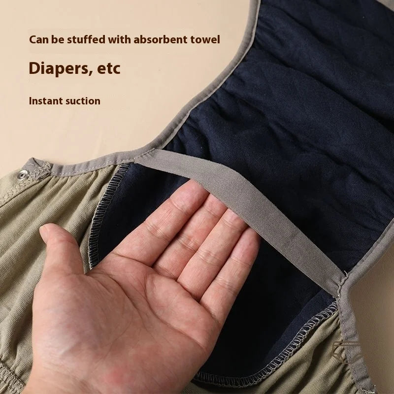 Leak-proof Cotton Adult Diaper Breif Washable Diaper Pants Bedrest Elderly Diaper Waterproof Urine Leakage Prevention Care Cloth