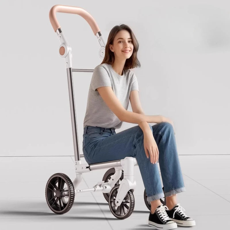 Foldable Shopping Cart Trolley with 4 Swivel Wheels Portable Lightweight Grocery Hand Truck Utility Cart for Home Outdoor