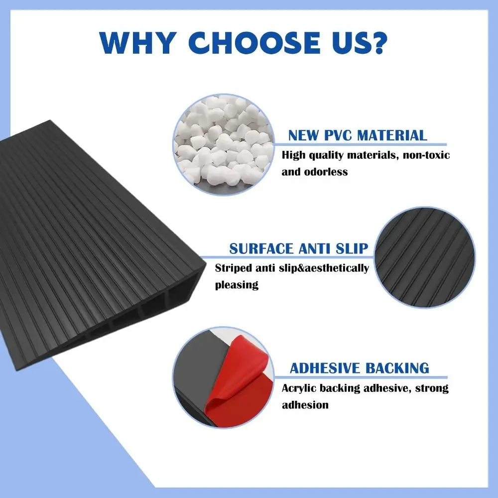 Carpet To Tile Rise Threshold Ramps 60cm Self Adhesive Wheelchairs Ramps Soft PVC Floor Transition Strip Wood/Tile Floor