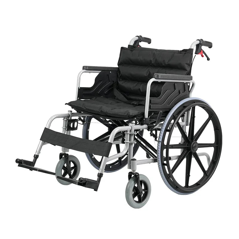 Large Size Widen Seat Manual Wheelchair Folding Wheel Chair For Elderly People