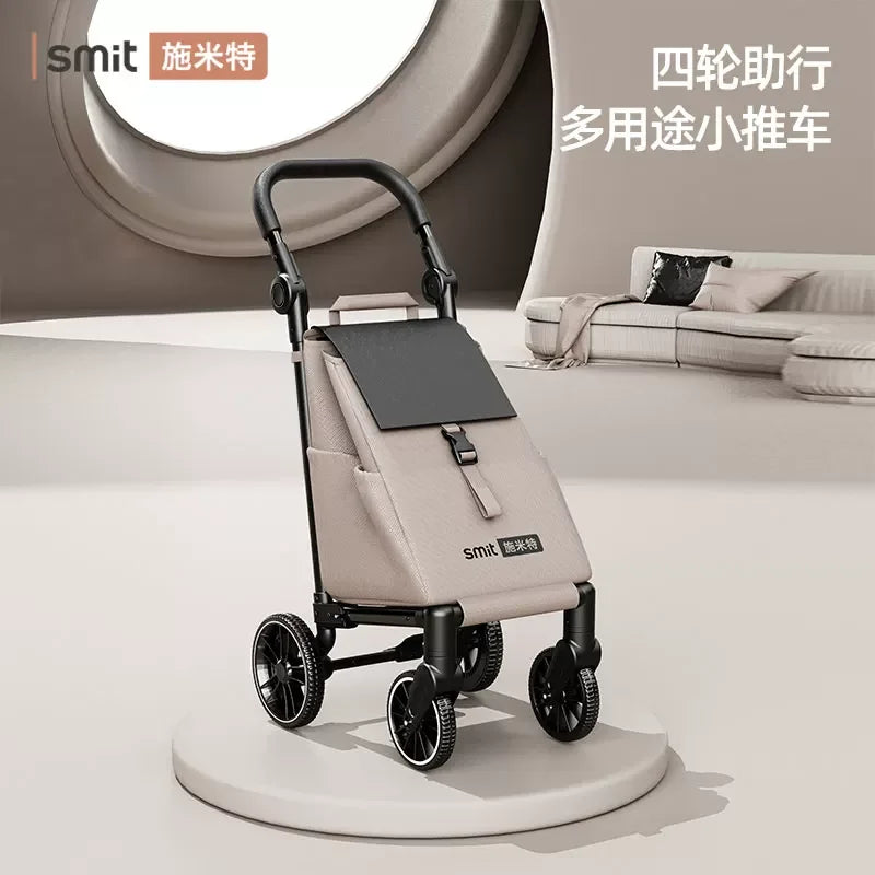Foldable Shopping Cart Trolley with 4 Swivel Wheels Portable Lightweight Grocery Hand Truck Utility Cart for Home Outdoor