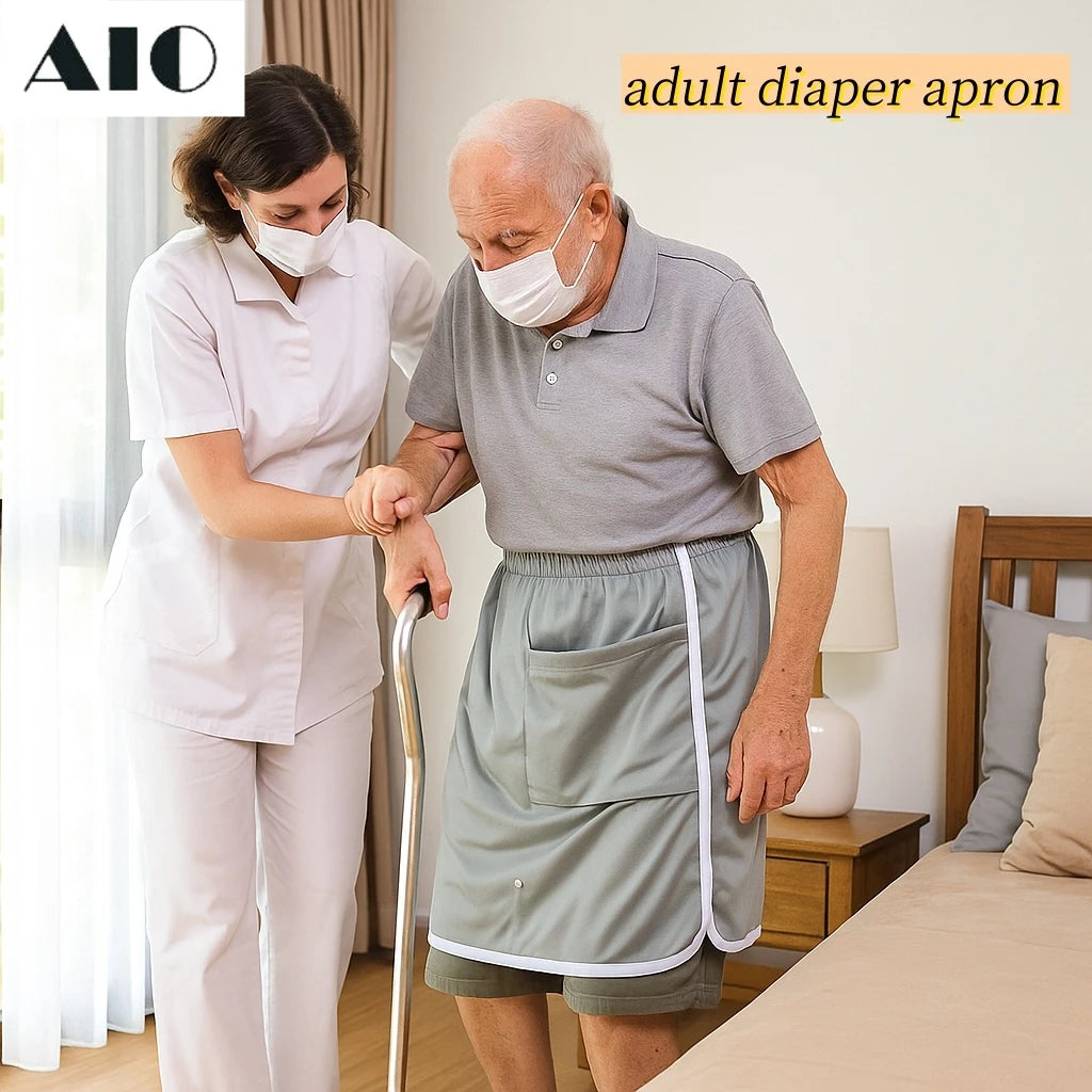 AIO Waterproof Adult Diaper Apron For The Elderly,Breathable Women Period to Prevent Leakage Skirt Adult Incontinence Cover
