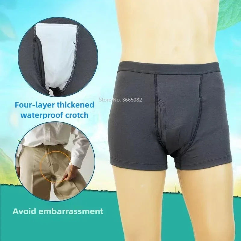 Elderly Incontinence Care Underwear Men's Elderly Square Corner Breathable Urine Proof Underwear Care Products Can Be Washed New