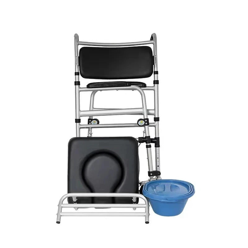 Factory Mobile Toilet Seat Multifunction Foldable Shower Commode Chair with Wheels for Adults Elderly Wheelchair