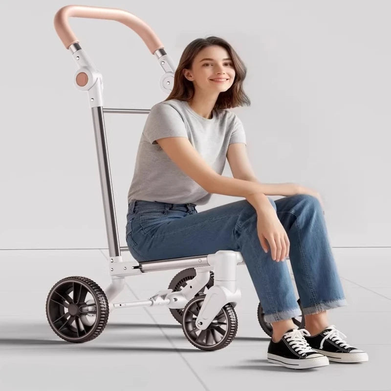 Foldable Shopping Cart Trolley with 4 Swivel Wheels Portable Lightweight Grocery Hand Truck Utility Cart for Home Outdoor