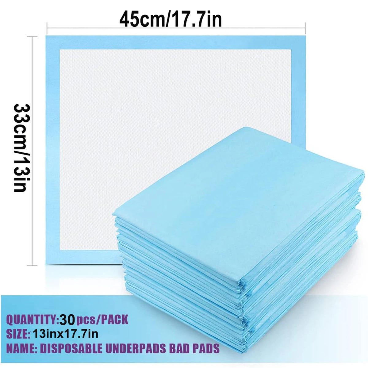 30-Piece High-Quality Super Absorbent Disposable Urine Pads, Suitable for Pets and Elderly People (33X45CM Absorption Type)