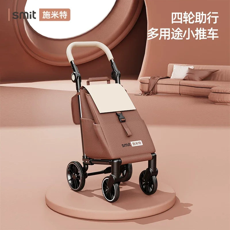 Foldable Shopping Cart Trolley with 4 Swivel Wheels Portable Lightweight Grocery Hand Truck Utility Cart for Home Outdoor