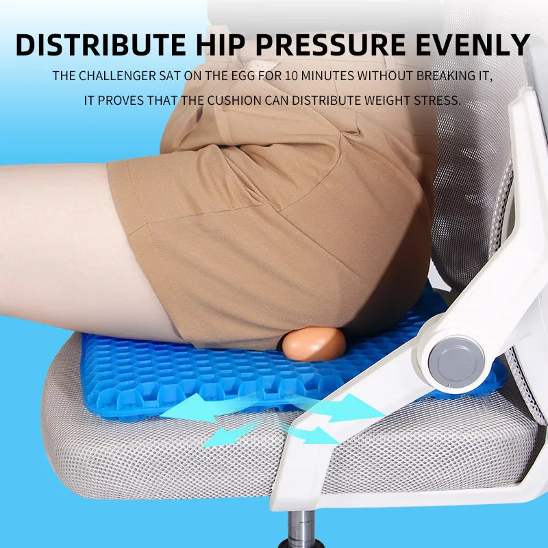 Extra Thick Gel Seat Cushion Breathable Honeycomb Design For Pressure Relief Back Tailbone Pain Home&Office Wheelchair Cars