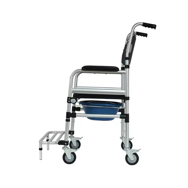 Factory Mobile Toilet Seat Multifunction Foldable Shower Commode Chair with Wheels for Adults Elderly Wheelchair