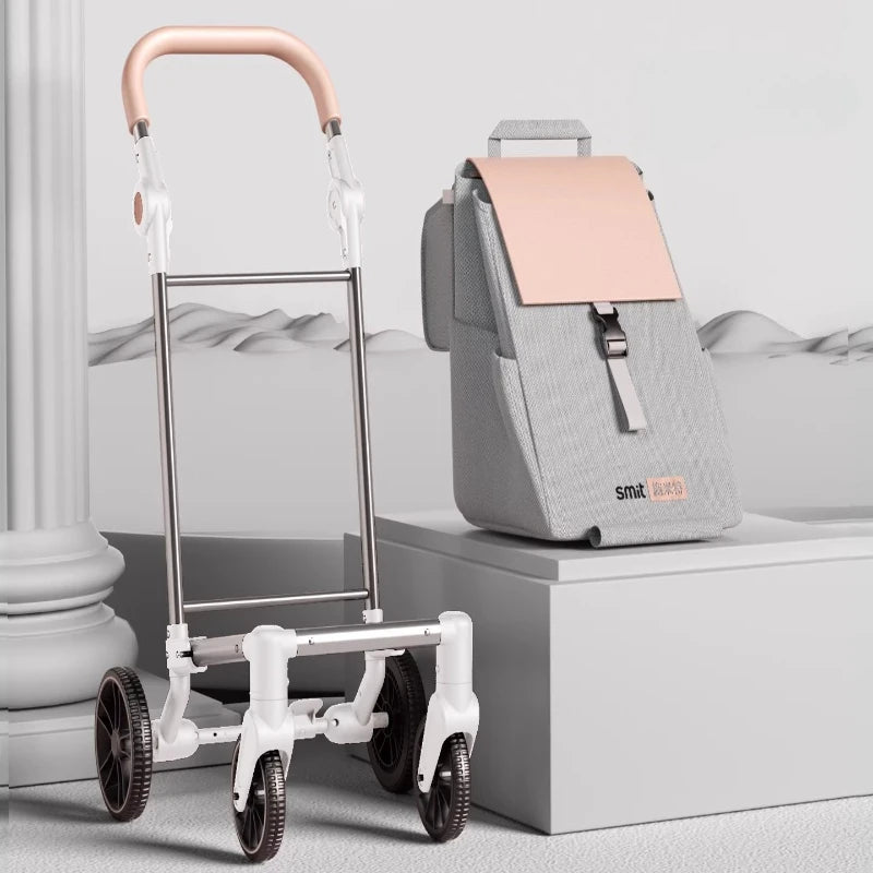 Foldable Shopping Cart Trolley with 4 Swivel Wheels Portable Lightweight Grocery Hand Truck Utility Cart for Home Outdoor