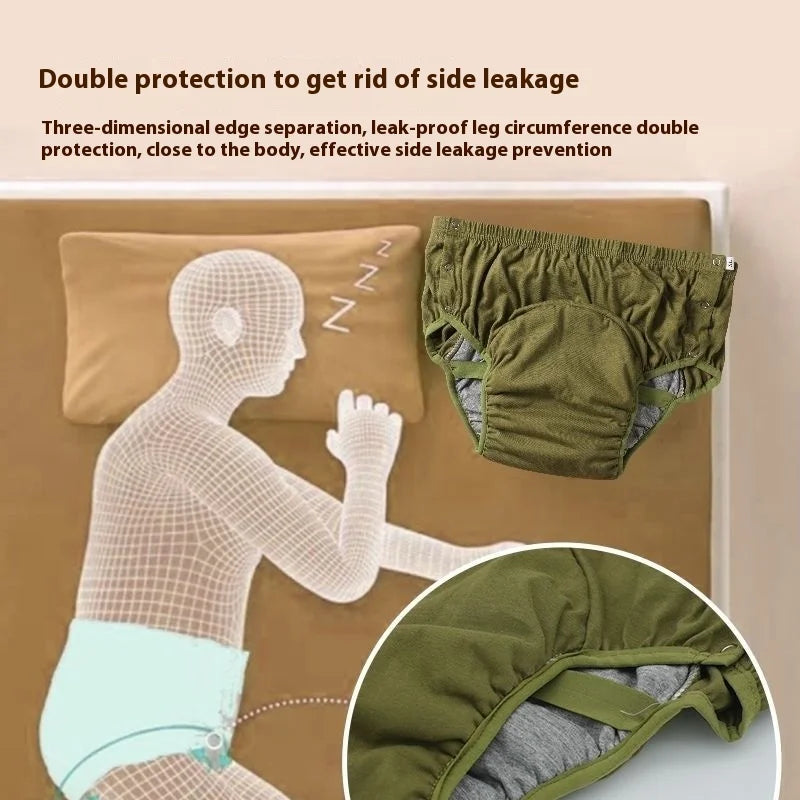 Leak-proof Cotton Adult Diaper Breif Washable Diaper Pants Bedrest Elderly Diaper Waterproof Urine Leakage Prevention Care Cloth
