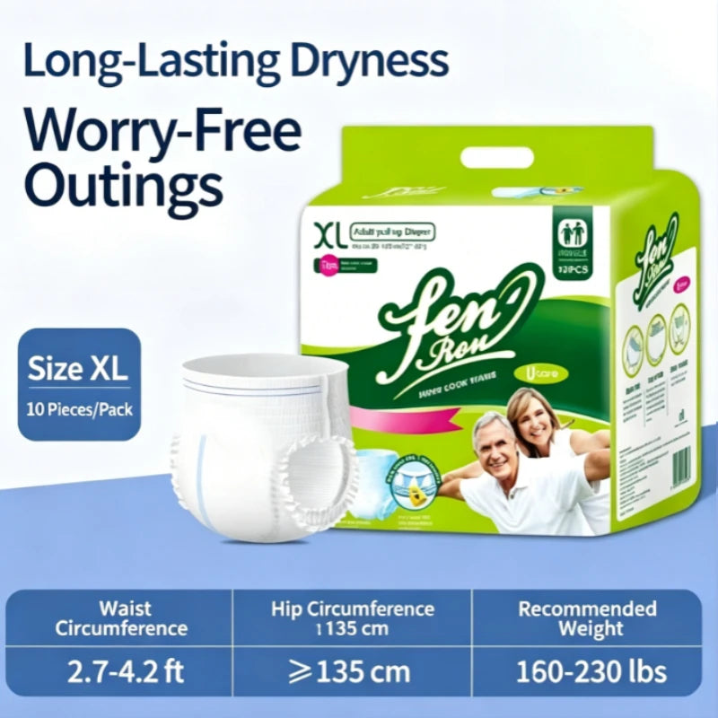 Adult Pull Up Diapers Thick High Absorbency Elderly Incontinence Pants Disposable Leakproof Soft Comfort Waistband Unisex Day