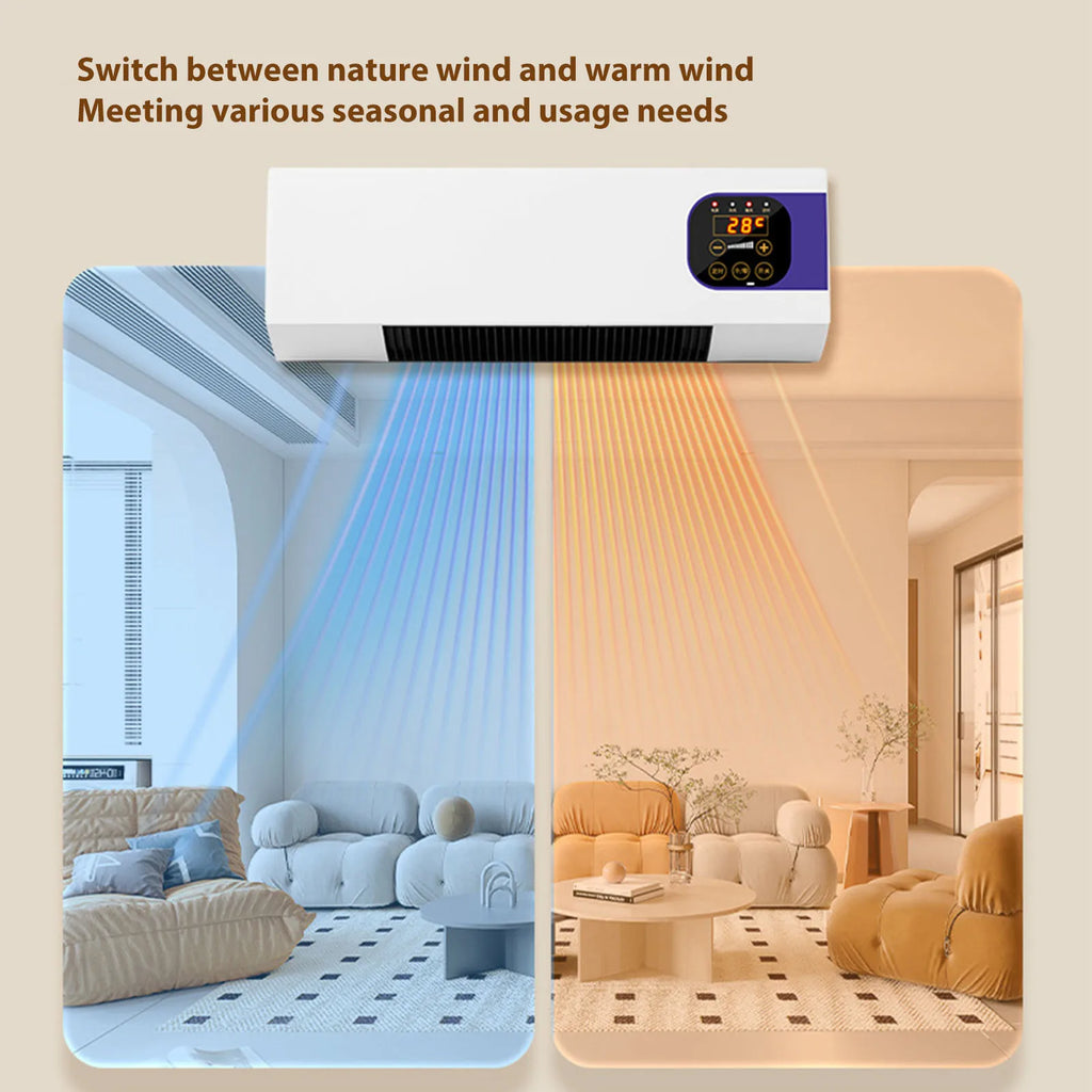 Wall Mounted Heating Machine Safety Electric Wall Mounted Heater Space Saving Nature Warm Wind with Remote Control for Bedroom