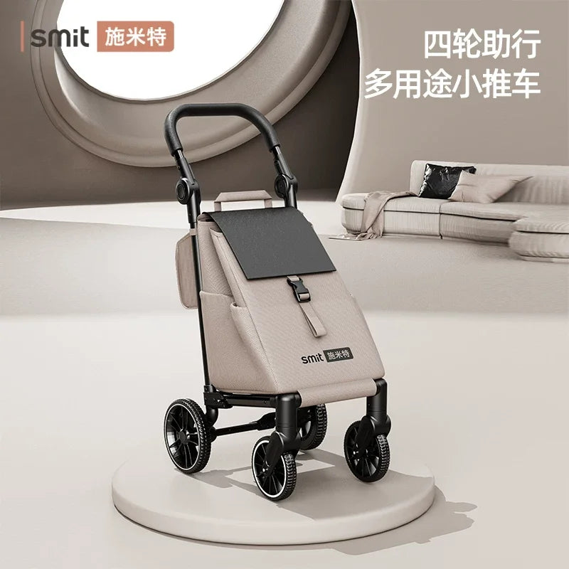 Foldable Shopping Cart Trolley with 4 Swivel Wheels Portable Lightweight Grocery Hand Truck Utility Cart for Home Outdoor