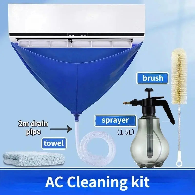 1-6ps Summer Ac Cleaning Kit Air Conditioner Bag with Drain Pipe Cleaner Waterproof Conditioning Washing Set Aircon Tools