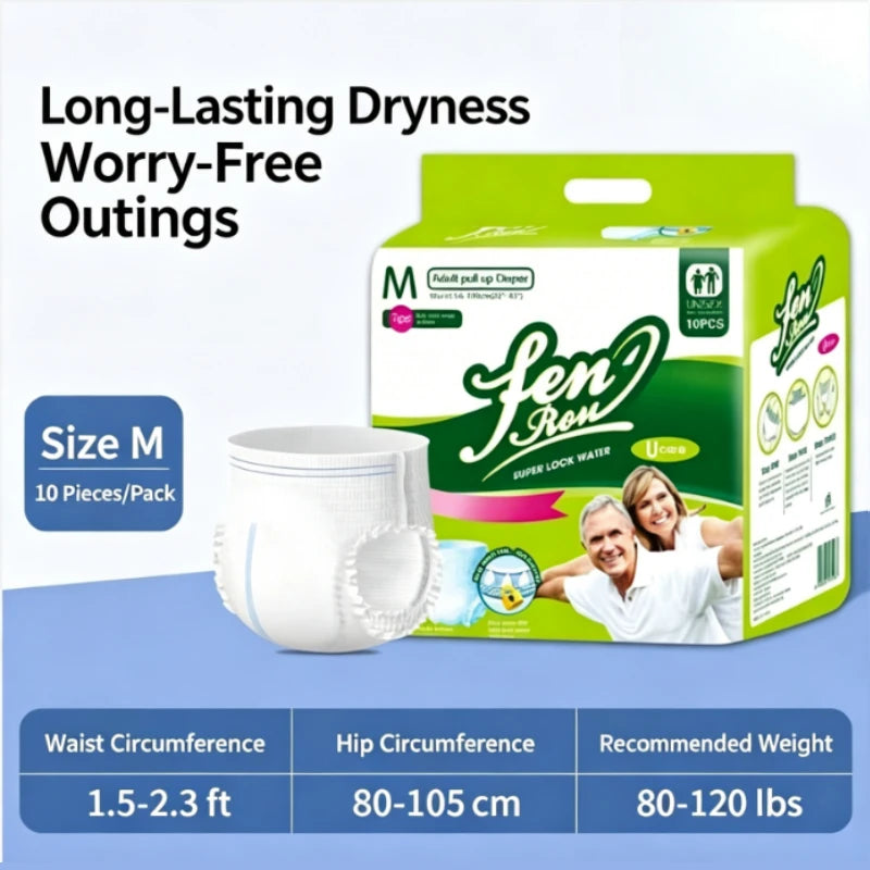 Adult Pull Up Diapers Thick High Absorbency Elderly Incontinence Pants Disposable Leakproof Soft Comfort Waistband Unisex Day
