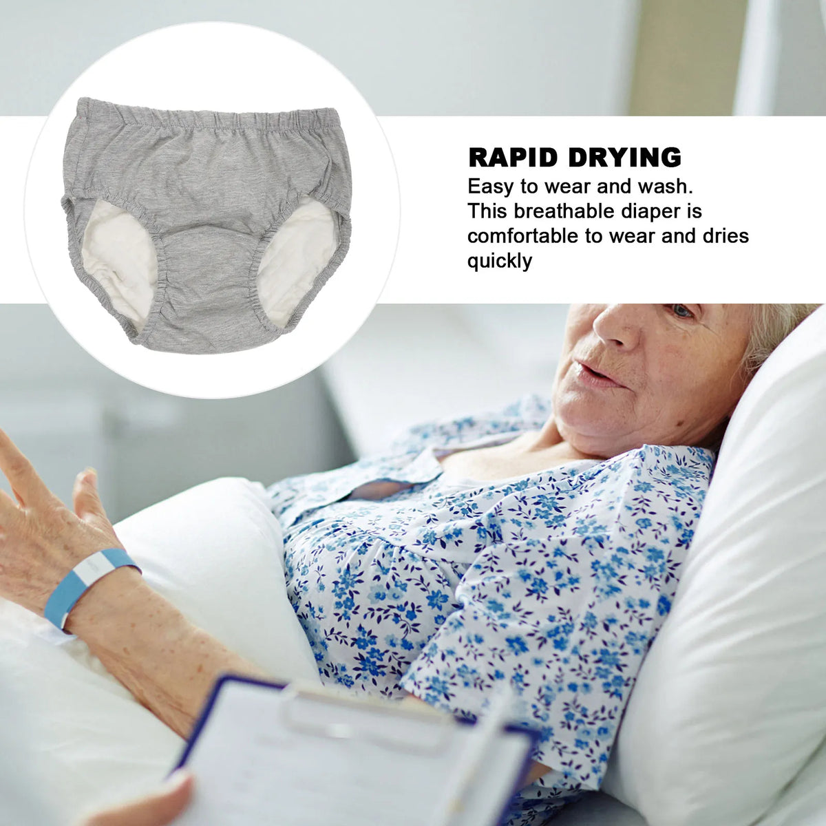 1Pcs Eco-Friendly Washable Adult Incontinence Diaper Waterproof Breathable Urinary Underwear for Elderly Home Overnight Care Use