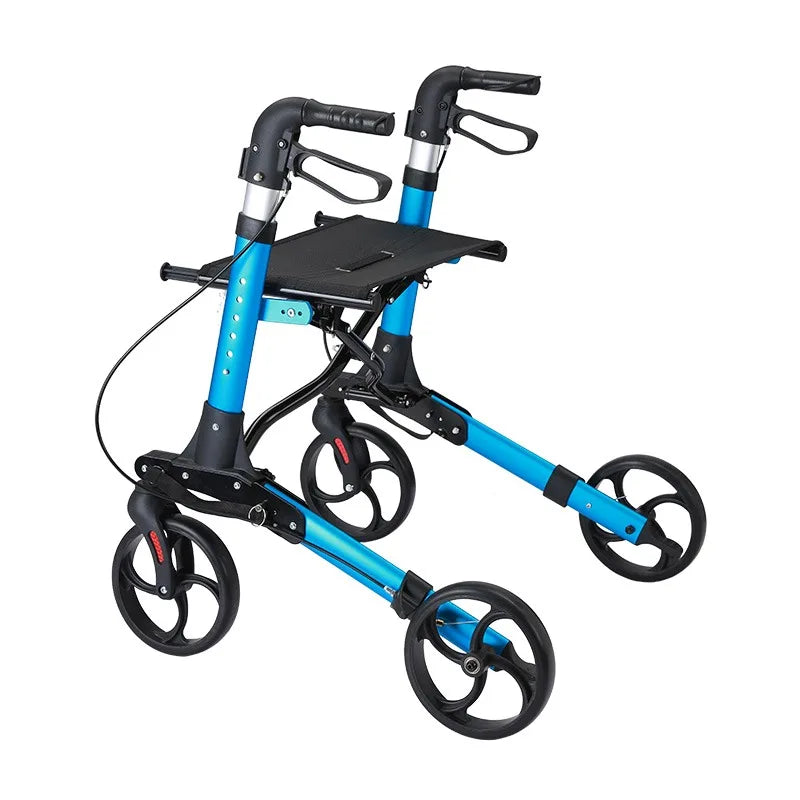 Folding Walker Portable Elderly Walking Aid Adjustable Lightweight Aluminum Rollator Comfortable Walker