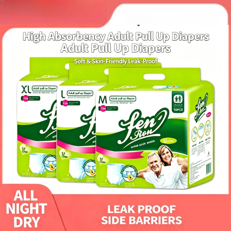 Adult Pull Up Diapers Thick High Absorbency Elderly Incontinence Pants Disposable Leakproof Soft Comfort Waistband Unisex Day
