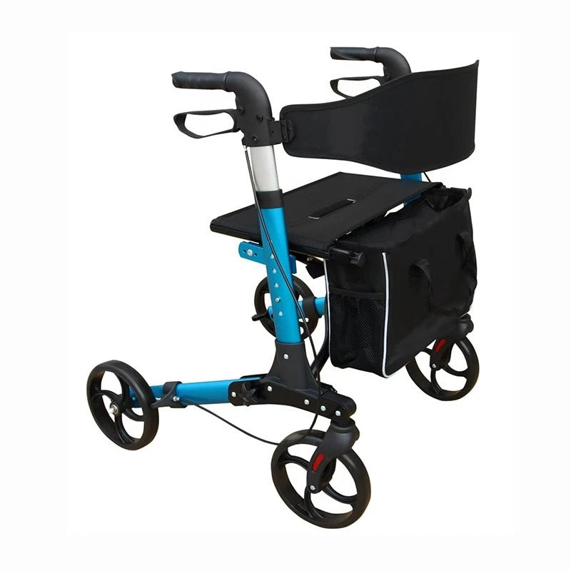 Folding Walker Portable Elderly Walking Aid Adjustable Lightweight Aluminum Rollator Comfortable Walker