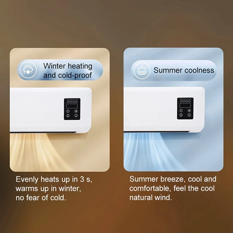 Portable Heater Electric Heating Machine Air Conditioner Wall Mounted Air Conditioner Fan Heater Remote Control Bedroom Bathroom